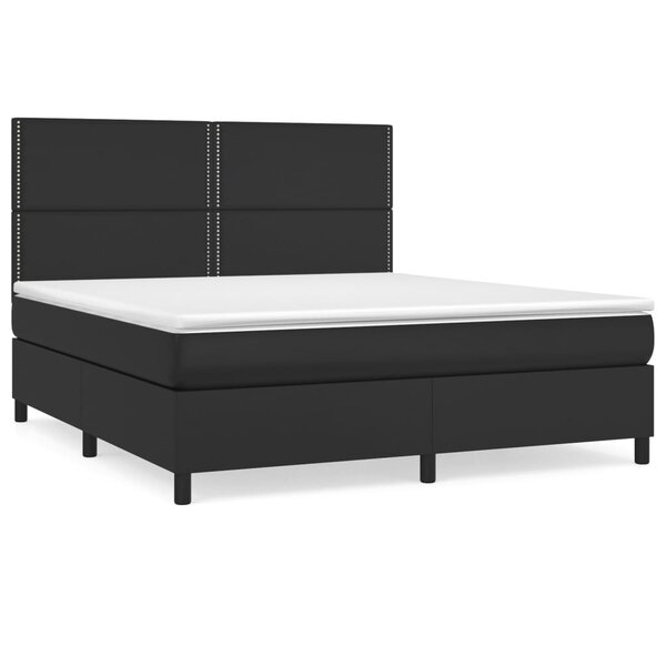 vidaXL Sommier à lattes de lit avec matelas Noir 180x200 cm Similicuir