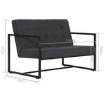 vidaXL Sofa à 2 places avec accoudoirs Gris foncé Acier et tissu