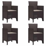 vidaXL Chaise de jardin 4 Pièces Marron 53 x 49 x 85 cm PP