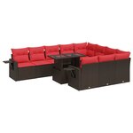 vidaXL Salon de jardin et coussins 11 Pièces marron résine tressée acacia