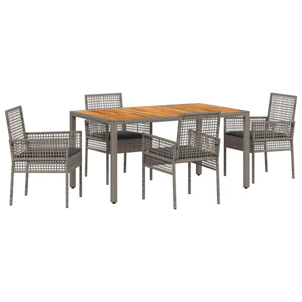 vidaXL Ensemble de salle à manger pour jardin 5 Pièces Gris Poly rotin