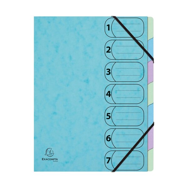 Trieur Harmonika Avec Élastiques 7 Compartiments Aquarel - A4 - Couleurs Assorties - X 8 - Exacompta