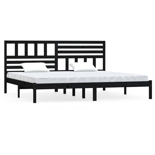 vidaXL Cadre de lit sans matelas noir bois massif de pin 200x200 cm