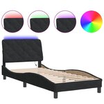 vidaXL Cadre de lit avec LED sans matelas noir 90x190 cm velours