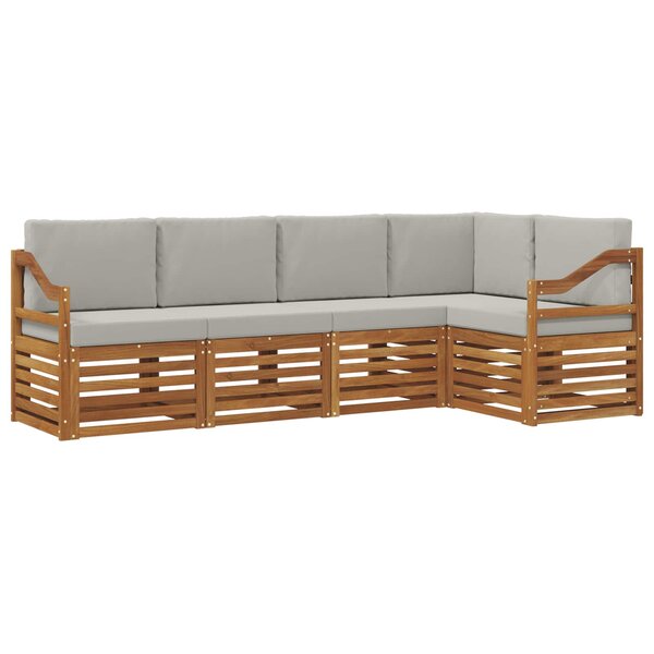 vidaXL Ensemble de canapés d'extérieur 5 pc Gris Naturel et Clair