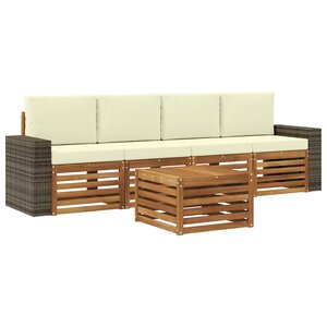 vidaXL Ensemble de canapés d'extérieur 5 pc Naturel et Crème