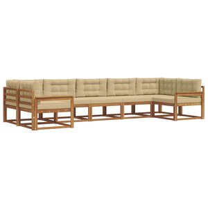 vidaXL Ensemble de canapés d'extérieur 7 pc Naturel et Beige