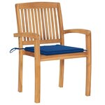 vidaXL Chaises de jardin lot de 2 avec coussins bleu royal Teck massif