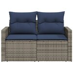 vidaXL Canapé de jardin 2 places avec coussins gris résine tressée