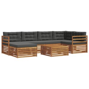 vidaXL Ensemble de canapés d'extérieur 7 Pièces Naturel et Anthracite