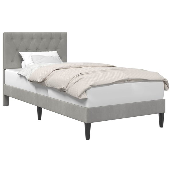vidaXL Cadre de lit avec tête de lit Gris clair 100 x 200 cm Velours