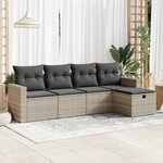 vidaXL Salon de jardin 5 Pièces avec coussins gris clair résine tressée