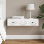vidaXL Table d'appoint murale Blanc brillant 87 5 x 34 5 x 17 cm
