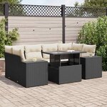 vidaXL Salon de jardin 7 Pièces avec coussins noir résine tressée