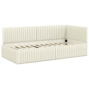 vidaXL Cadre de lit d'angle avec tête de lit Crème 90 x 190 cm Velours
