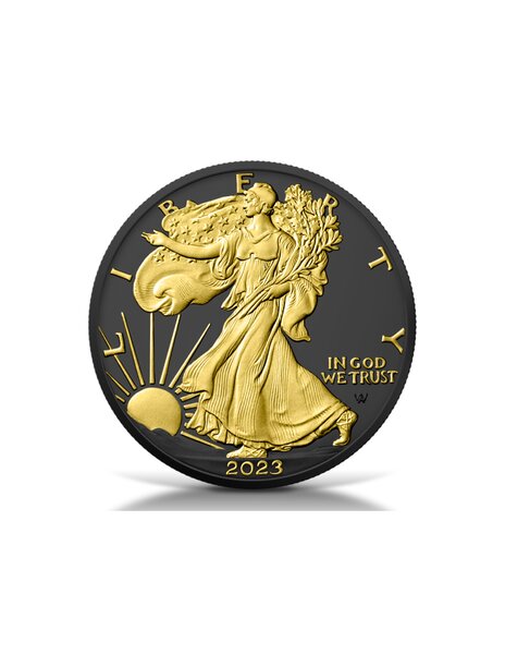 BLACK PLATINUM American Eagle 1 Once Argent Monnaie 1 Dollars USA 2023