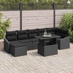 vidaXL Ensemble de canapé de jardin avec coussin 8 Pièces Noir