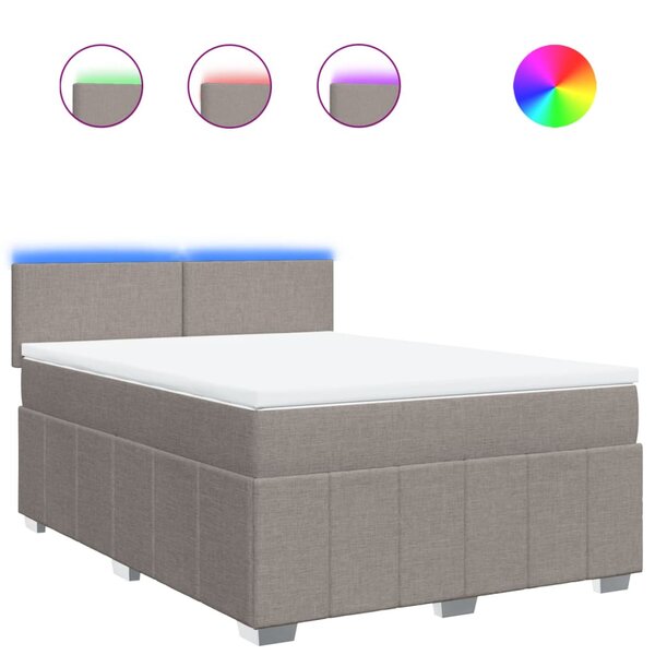 vidaXL Sommier à lattes de lit avec matelas Taupe 140x190 cm Tissu