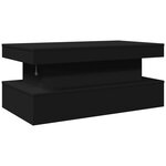 vidaXL Table basse avec lumières LED noir 90x50x40 cm