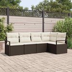 vidaXL Ensemble de canapé de jardin avec coussin 5 Pièces Marron et Crème