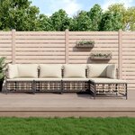 vidaXL Salon de jardin 5 Pièces avec coussins anthracite résine tressée