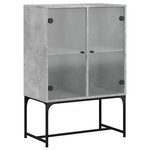 vidaXL Armoire latérale avec portes en verre gris béton 69x37x100 cm