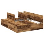 Cadre de lit de rangement vidaXL en vieux bois 140x190 cm
