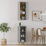 vidaXL Buffet haut Sonoma gris 34 5x34x180 cm Bois d'ingénierie