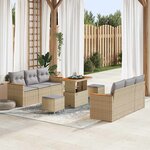 vidaXL Ensemble de canapé de jardin 9 Pièces Beige Poly rotin
