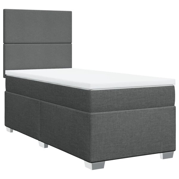 vidaXL Sommier à lattes de lit et matelas Gris foncé 90x190 cm Tissu