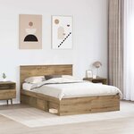 vidaXL Cadre de lit Chêne artisan 135 x 190 cm Pin massif