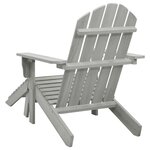 vidaXL Chaise de jardin avec pouf Bois Gris