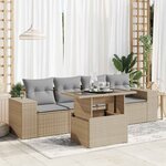 vidaXL Salon de jardin avec coussins 5 Pièces beige résine tressée