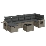 vidaXL Salon de jardin 8 Pièces avec coussins gris résine tressée