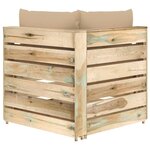 Vidaxl canapé de jardin 2 places avec coussins bois imprégné de vert