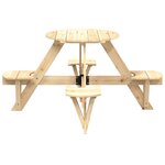 vidaXL Table de pique-nique pour 4 enfants avec trou de parasol rond