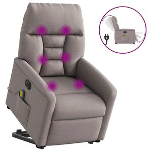 vidaXL Fauteuil inclinable de massage électrique Taupe Tissu