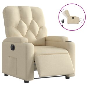 vidaXL Fauteuil inclinable électrique Crème Tissu