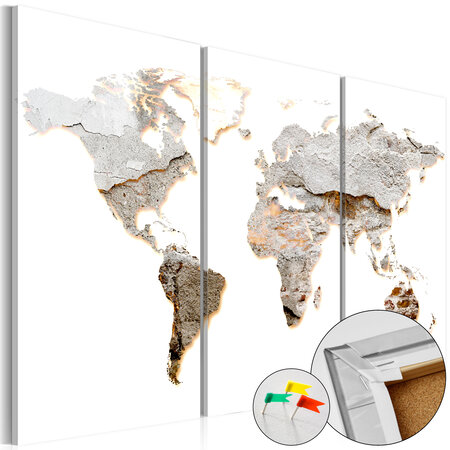 Tableau en liège - concrete continents [cork map] l x h en cm 60x40