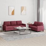 vidaXL Ensemble de canapés 2 Pièces avec coussins Rouge bordeaux Tissu