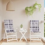 vidaXL Coussins de chaise jardin à dossier haut lot de 2 carreaux gris