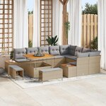 vidaXL Ensemble de canapé de jardin 12 Pièces Beige Poly rotin