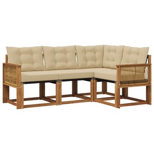 vidaXL Ensemble de canapés d'extérieur 4 Pièces Naturel et Beige