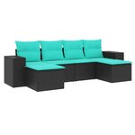 vidaXL Salon de jardin 6 Pièces avec coussins noir résine tressée