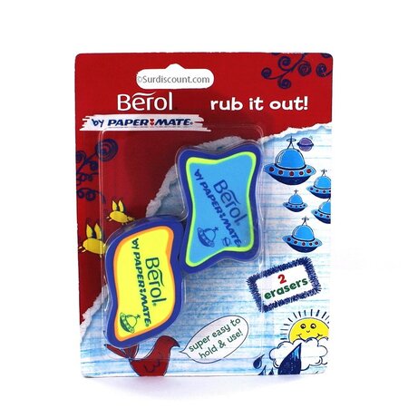 Lot de 2 gommes berol - papermate