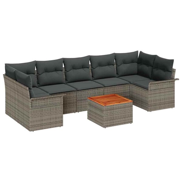 vidaXL Ensemble de canapé de jardin 8 Pièces Gris Poly rotin