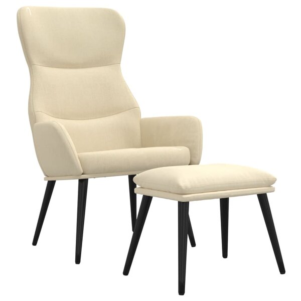 vidaXL Chaise de relaxation avec tabouret Crème Tissu