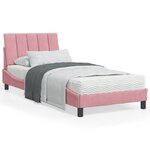 vidaXL Cadre de lit avec tête de lit Rose 90x190 cm Velours
