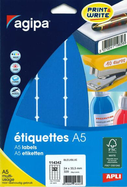 320 Étiquettes Bleu 24X33.5