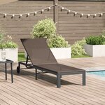 Chaise longue vidaXL avec roues en poly rattan marron